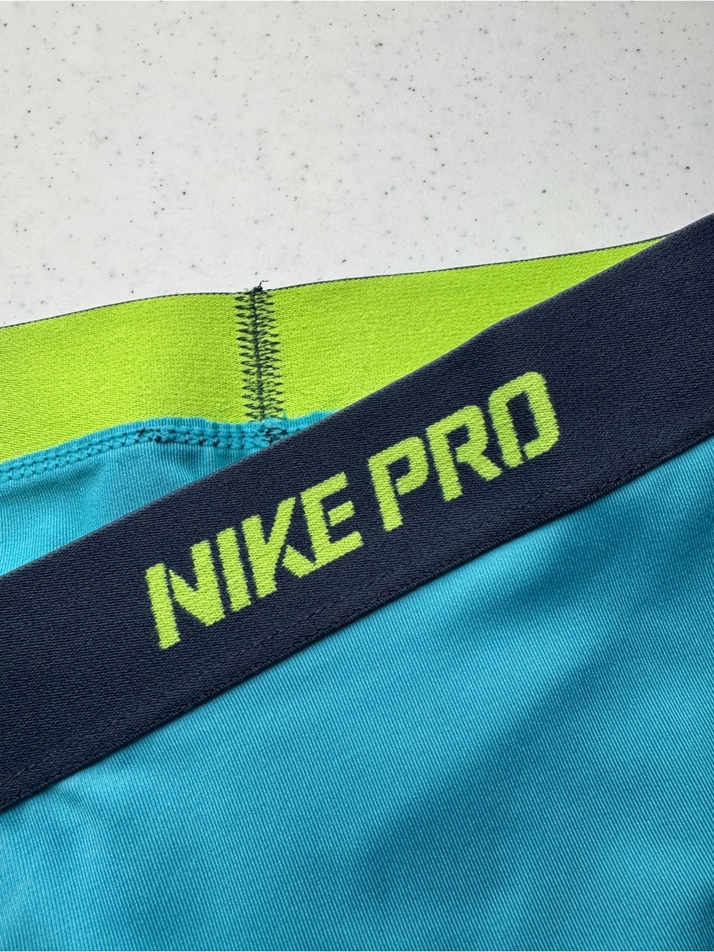 Nike Pro Aqua/ blue Training Capris with Lime Green on Waistband